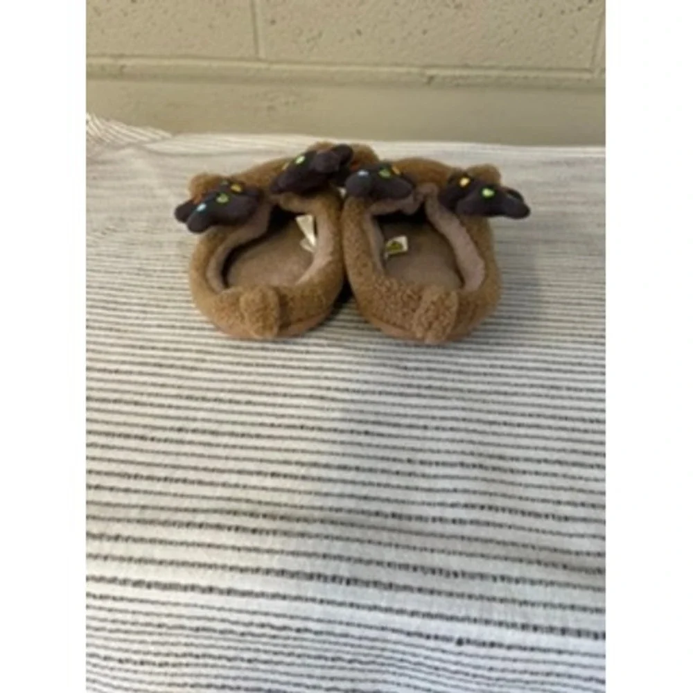 Kids Reindeer Holiday Slippers Brown Sherpa Plush Christmas Light Up Size M 2/3